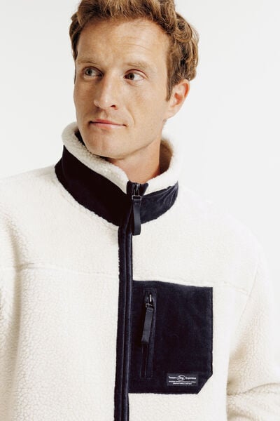 Veste zipp&eacute;e en sherpa contrast&eacute;e