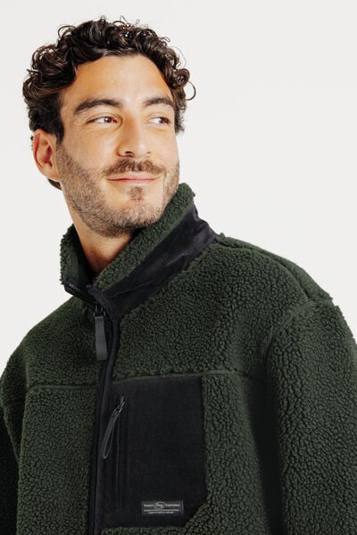 Veste zipp&eacute;e en sherpa contrast&eacute;e